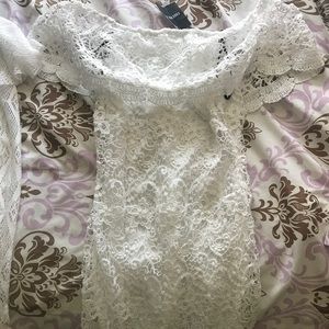 S White Lacey, off the shoulder Dress, FOREVER 21